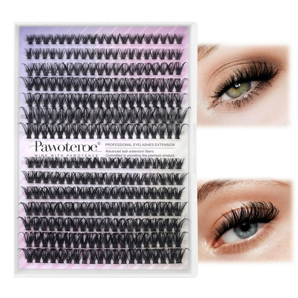 Lash Clusters 280 piezas de pestañas individuales DIY extensión de pestañas 50D 0.354-0.630 in Mix D Curl pestañas extensión de pestañas para autoaplicación en casa (5D-0.07D-9-16MIX)