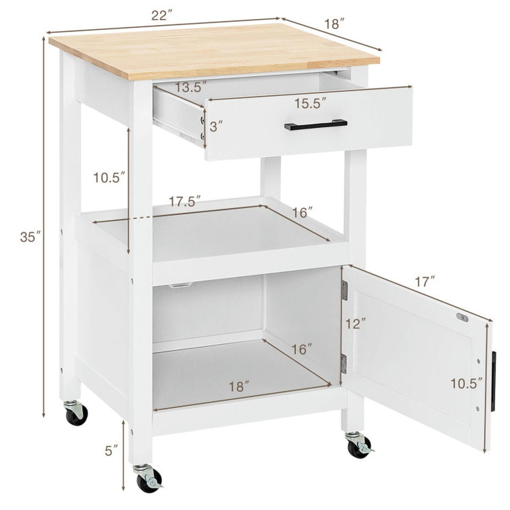 Finihen Rolling Cart, Kitchen Island Cart, Kitchen Island with Storage Drawer and 3 Hooks, for Kitchen, Dining Room, White Finihen Rolling Cart, Kitchen Island Cart, Kitchen Island with Storage Drawer and 3 Hooks, for Kitchen, Dining Room, White