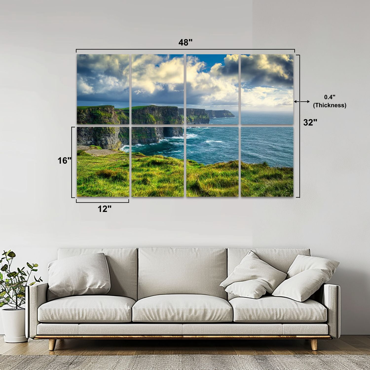 8 Pack Art Acoustic Panels Sound Absorbing Magnificent Cliffs Ireland winter Decorative Soundproof Wall Panels Self Adhesive for Nursery Game Room Bedroom 48"x32"