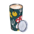 thumbnail image 3 of Kll Cartoon Leaf Mushroom Red Stainless Stainless Steel Vacuum Insulated Coffee Cup 20 Oz Lids And Straws,1 Metal Straws,1 Cleaning Brush, 3 of 9
