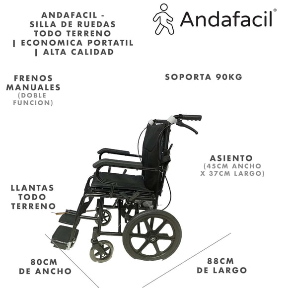 Andafacil Silla de Ruedas Todo Terreno Andafacil Silla de ruedas