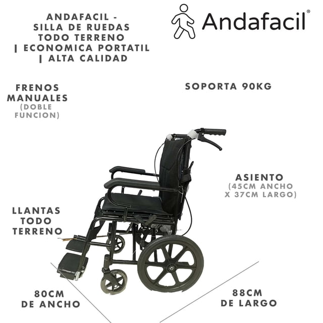 Andafacil Silla de Ruedas Todo Terreno Andafacil Silla de ruedas