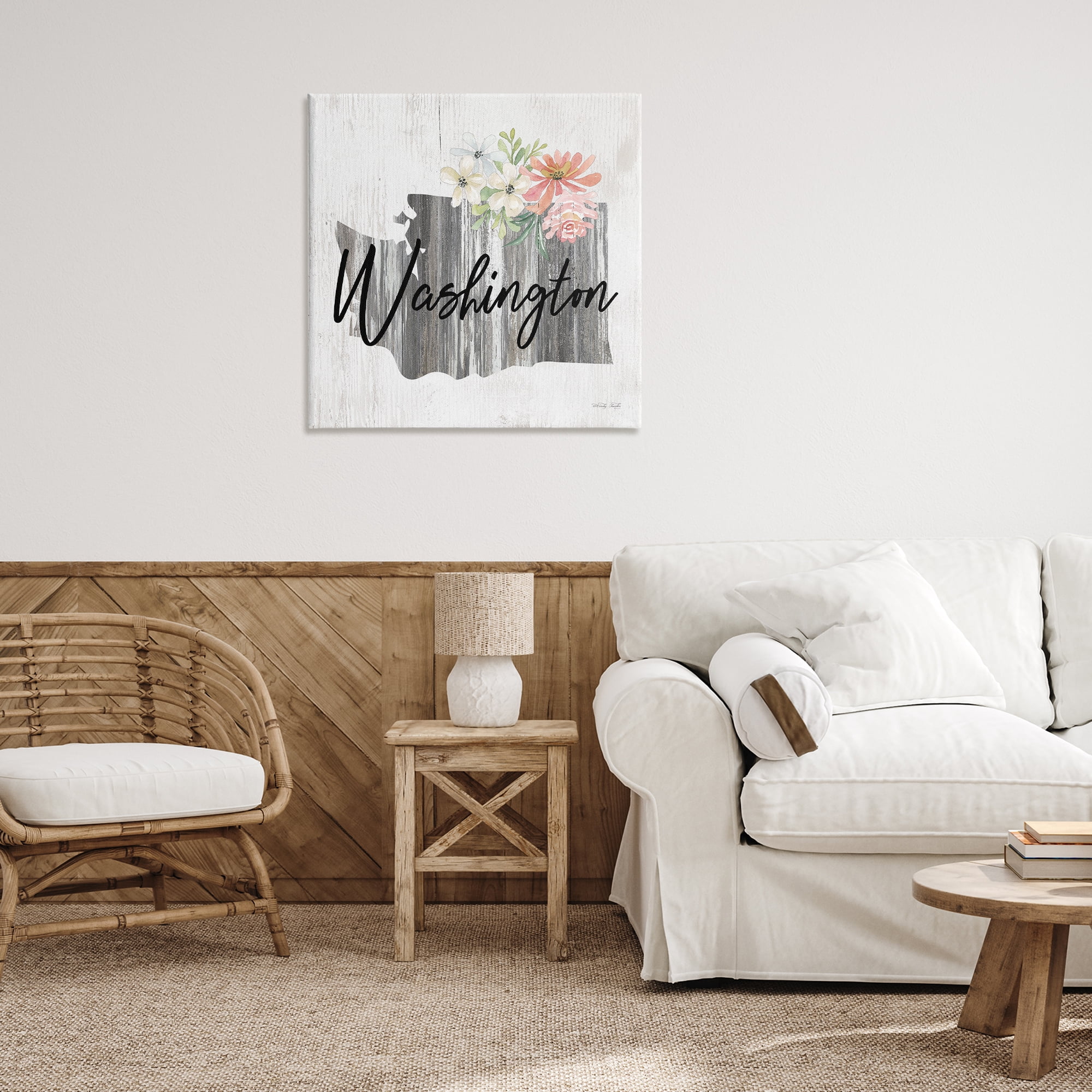Stupell Industries Shabby Chic Washington Botanical & Floral Painting Gallery Wrapped Canvas Art Print Wall Art, 30 x 30