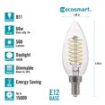 thumbnail image 4 of Ceybo 60-Watt Equivalent B11 Dimmable E12 Candelabra Fine Bendy Filament LED Vintage Edison Light Bulb Daylight (3-Pack), 4 of 5