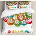 thumbnail image 1 of Bingo Duvet Cover Set King Size, Lottery Game Illustration Colorful Balls with Various Number and Bingo Lettering, Decorative 3 Piece Bedding Set with 2 Pillow Shams, Multicolor, by Ambesonne, 1 of 3