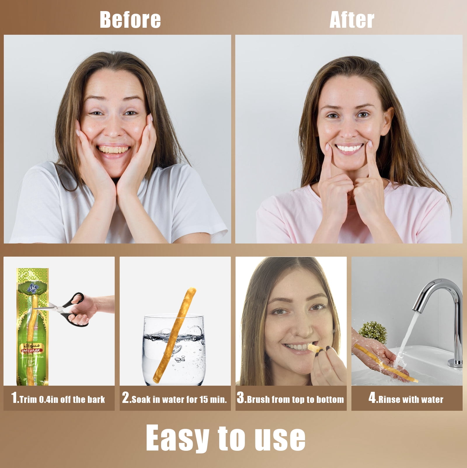 12 Pack Organic Miswak Toothbrushes | All-Natural Wooden Miswak Sticks for Teeth Whitening | Oral Care & Fresh Breath, Eco-Friendly | Clove Flavor