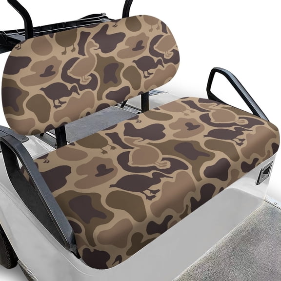 Pzuqiu Duck Camo Golf Cart Seat Cover Set - Breathable, Stretch-Fit Protector for 2-Seater Ezgo, Club Car & Yamaha - All-Weather Golf Cart Accessory