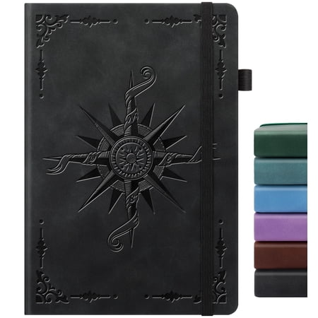 Lined Journal Notebook, A5 200 Pages Leather Journals For Writing Women & Men Travel,business,work & School,college Ruled Notebooks Hardcover Journaling Notebooks Daily Diary, 5.7'' X 8.3''-Black