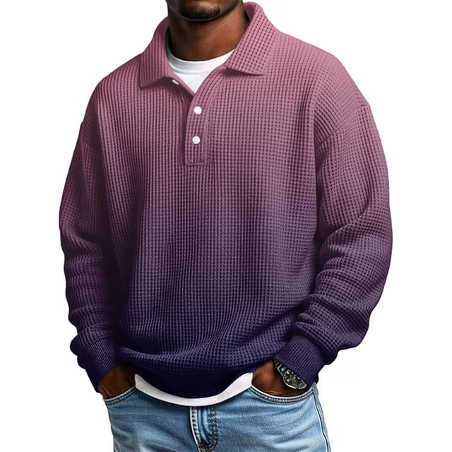 Hombres de Manga Larga de los Hombres de la Época de la Moda Imprimir Casual Botón de Color Sólido Cuello de Vuelta Camisa de Manga Larga con Nylon Suave Spandex, Top Transpirable
