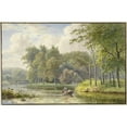 thumbnail image 2 of Georgius Jacobus Johannes van Os 14x11 Gold Ornate Wood Frame and Double Matted Museum Art Print Titled - Landscape with Figures in a Rowing Boat (1792 - 1861), 2 of 4