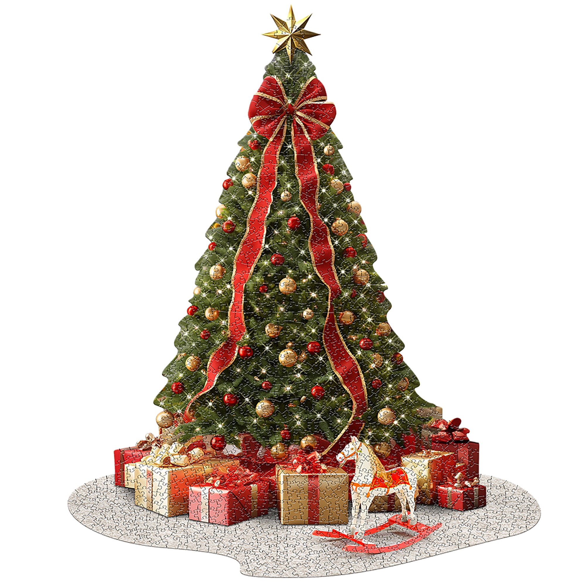 Madd Capp: I Am Christmas Tree - 1000 Piece Puzzle - Holiday Tree-Shaped Jigsaw Puzzle, 32x38" Size, Poster Reference, Educational Fun Fact Booklet