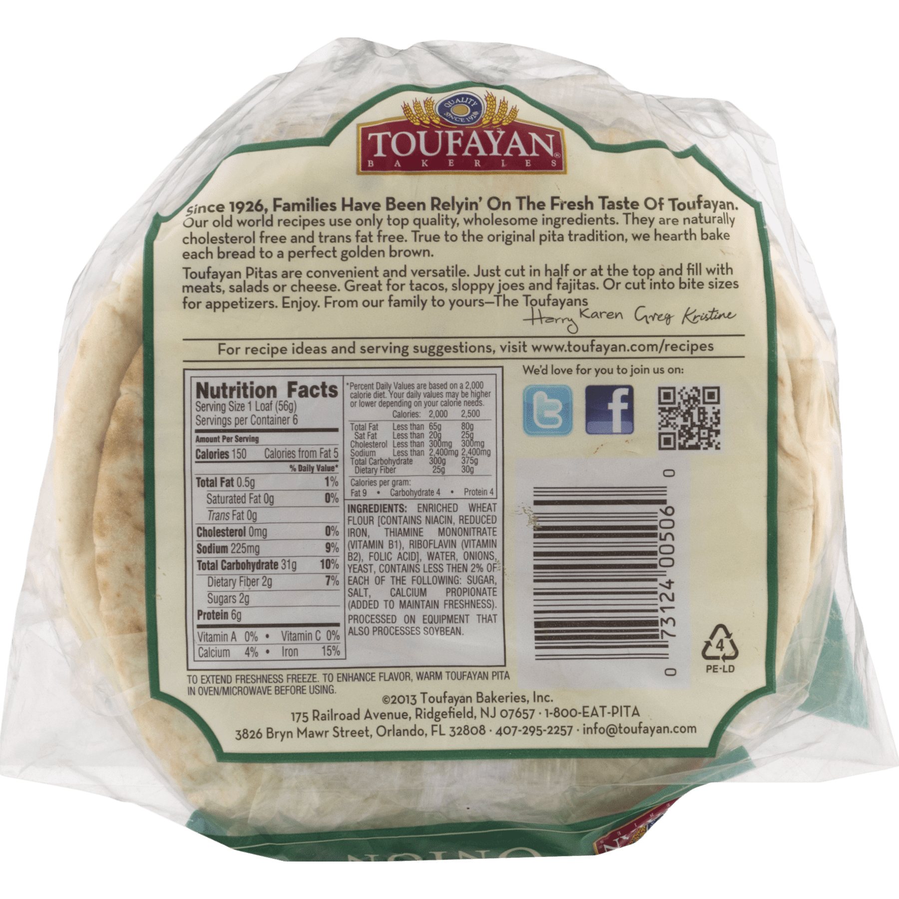 Toufayan Pita Bread Nutrition Facts Besto Blog