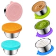 thumbnail image 2 of 6 Pack Salad Dressing Container To Go  Reusable Small Condiment Containers with Lids  Leakproof Silicone Lids Stainless Steel Sauce Containers for Lunch Box  Easy Open  Picnic and Travel, 2 of 5