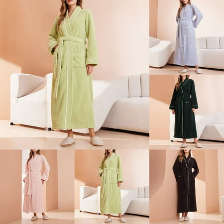 Miluxas Womens Plush Fleece Bath Robe Fluffy Long Bathrobe Great Gift for Mother s Day Grandma Daughter Sister Wife Friend