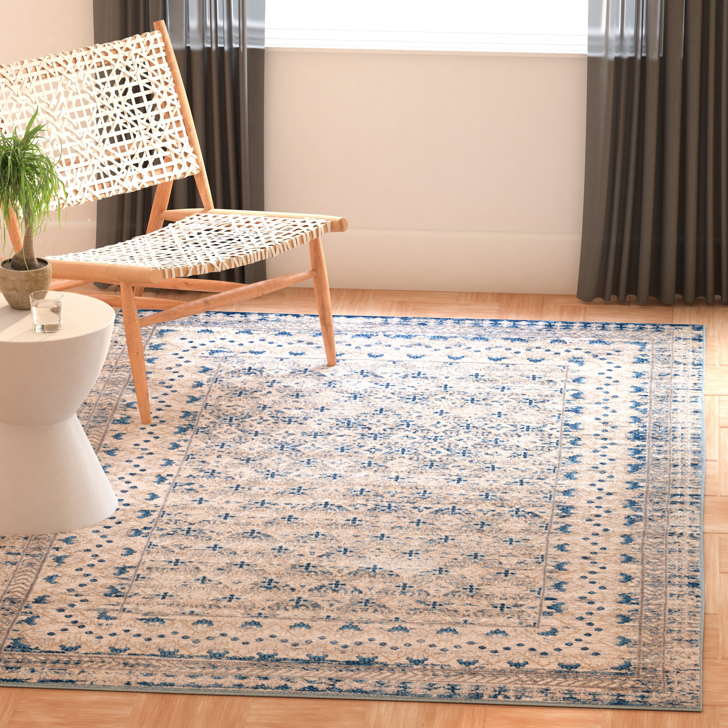 SAFAVIEH Brentwood Dory Geometric Area Rug, Light Gray/Blue, 4' x 6'