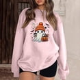 thumbnail image 2 of Halloween Sweatshirt for Women Hoodless Sweatshirt Casual Crewneck Long Sleeve Pullover for Fall Winter Wear Pink S, 2 of 5