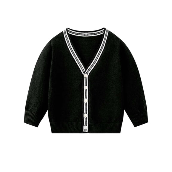 JAJAHO Knit Cardigan Sweater For Kids Boys Girls Unisex Long Sleeve V Neck Button Up Jacket Lightweight Outerwear Classic Clothing Preppy Style Comfortable Tops