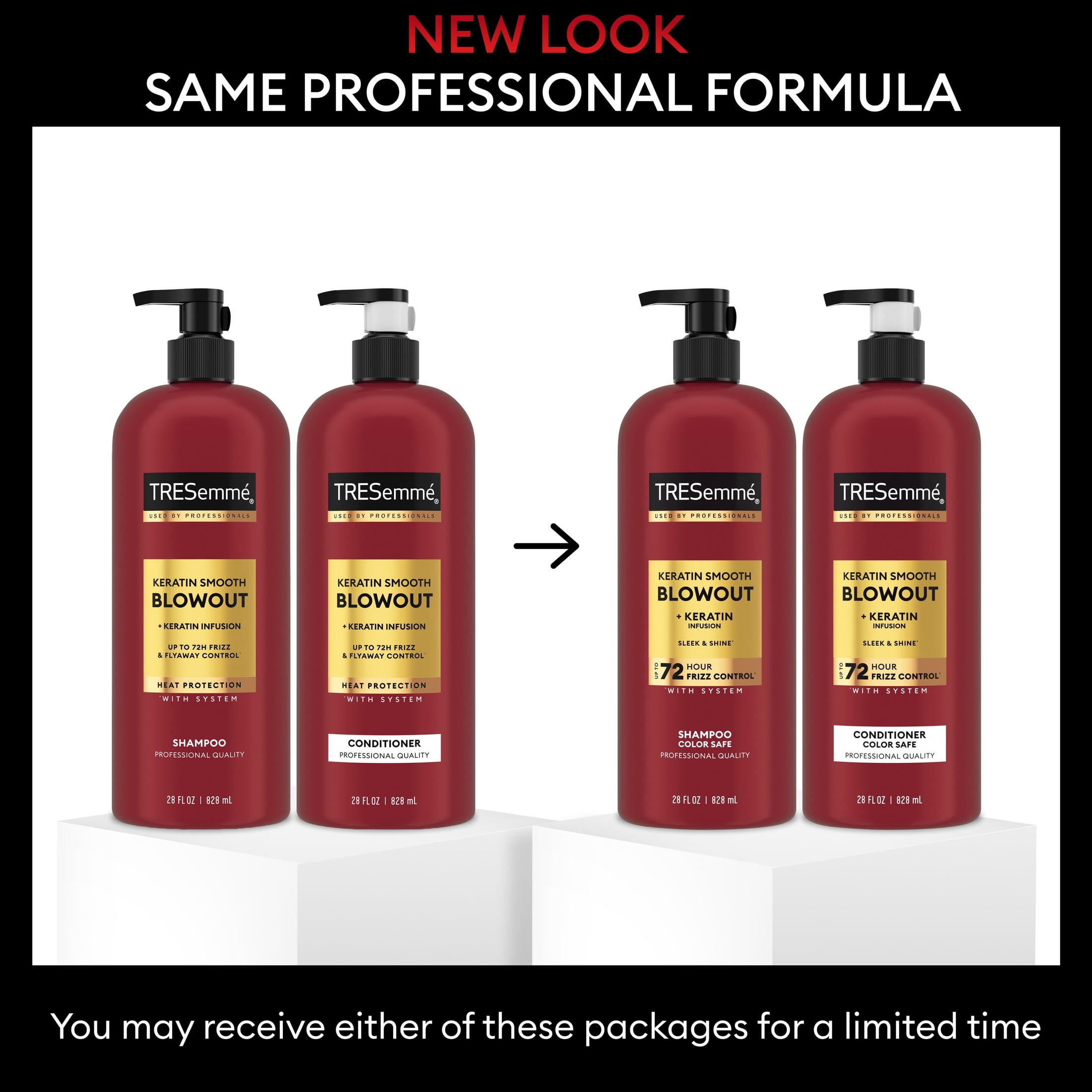 TRESemmé Shampoo & Conditioner For Up To 72 HR Frizz Control With System, Keratin Smooth With Lamellar-Discipline Hair Care Formula, ,28 fl oz 2 Pack