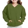 thumbnail image 3 of Posijego Boys Girls V Neck Sweatshirts Kids Causal Long Sleeve Solid Color Pullover Sweatshirt Tops, 3 of 8