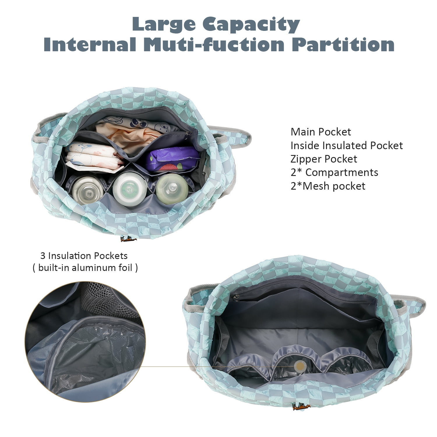 Single shoulder handheld mummy bag waterproof nylon diaper bag mother and baby travel plaid large capacity mummy bag