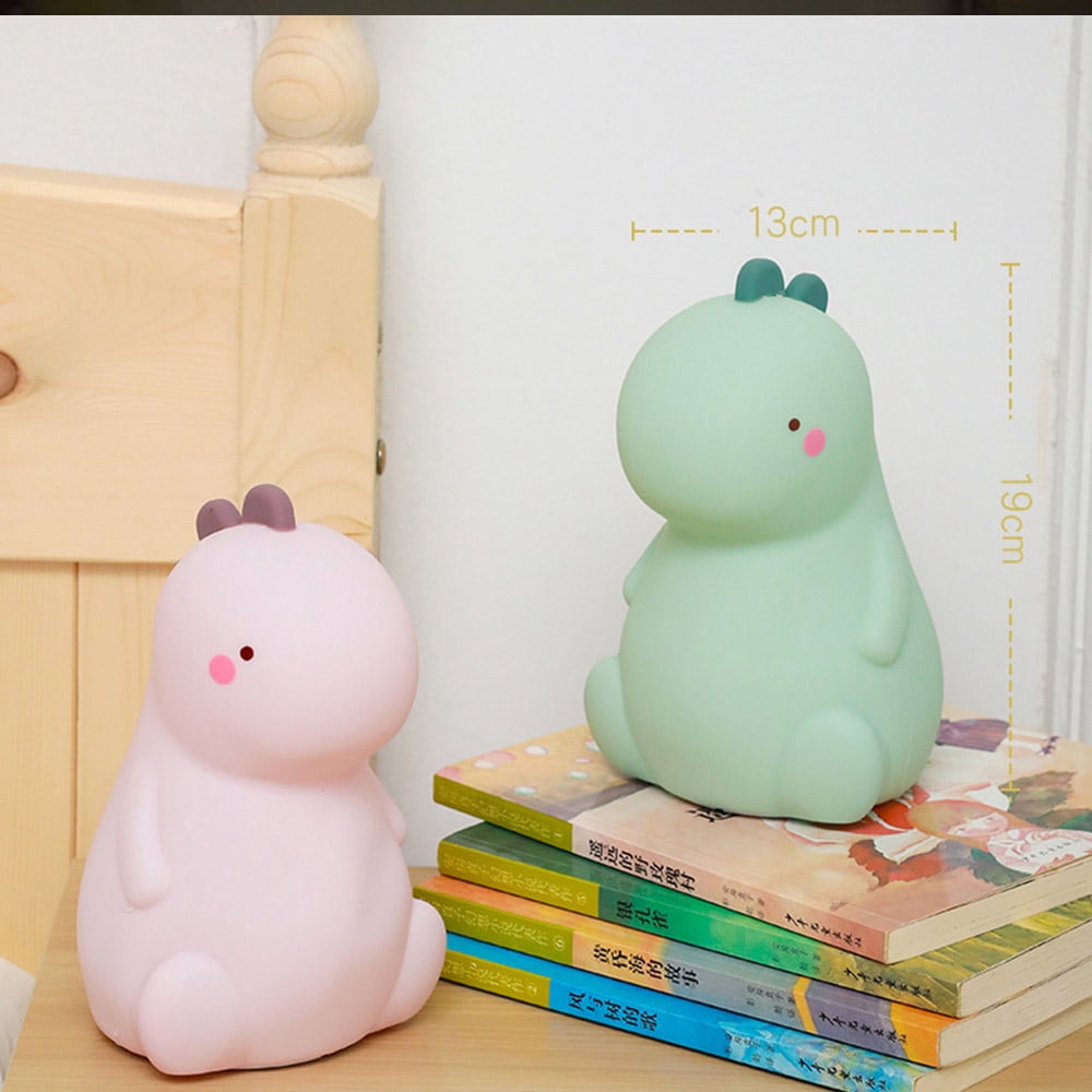 LNGOOR Dinosaur Night Light for Kids, LED Nursery Lamp for Toddler's Room, Cute Color Changing Silicone Baby Night Light with Touch Sensor, Dinosaur Gifts for Boys Girls(Pink)