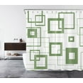 thumbnail image 2 of HVEST Modern Sage Green Shower Curtain Decor,Mid Century Minimalist Art Green and White Geometric Shower Curtains for Bathroom 69X70 inch Polyester Fabric Bathroom Decoration Bath Curtains Hooks Inclu, 2 of 6