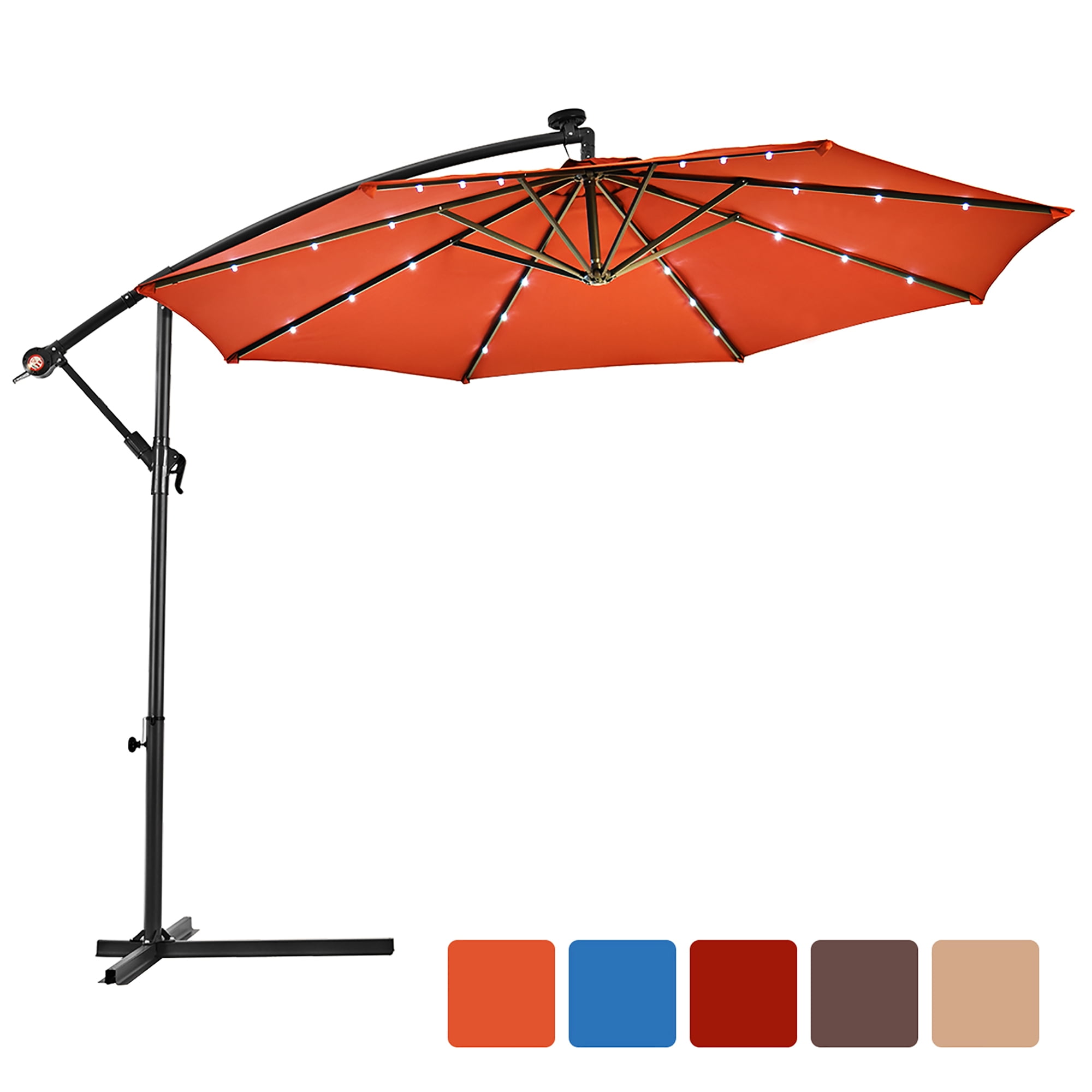 Costway 10' Orange Fixed Round Market Patio Umbrellas, Crank Lift