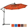 thumbnail image 2 of Costway 10' Hanging Solar LED Umbrella Patio Sun Shade Offset Market W/Base Orange, 2 of 9