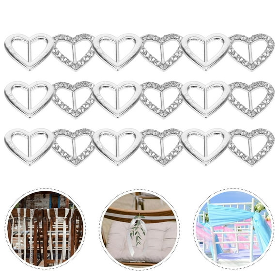 LEORX 20Set Elegant Chair Sash Buckles Rhinestone Ribbon Slider for Weddings Parties