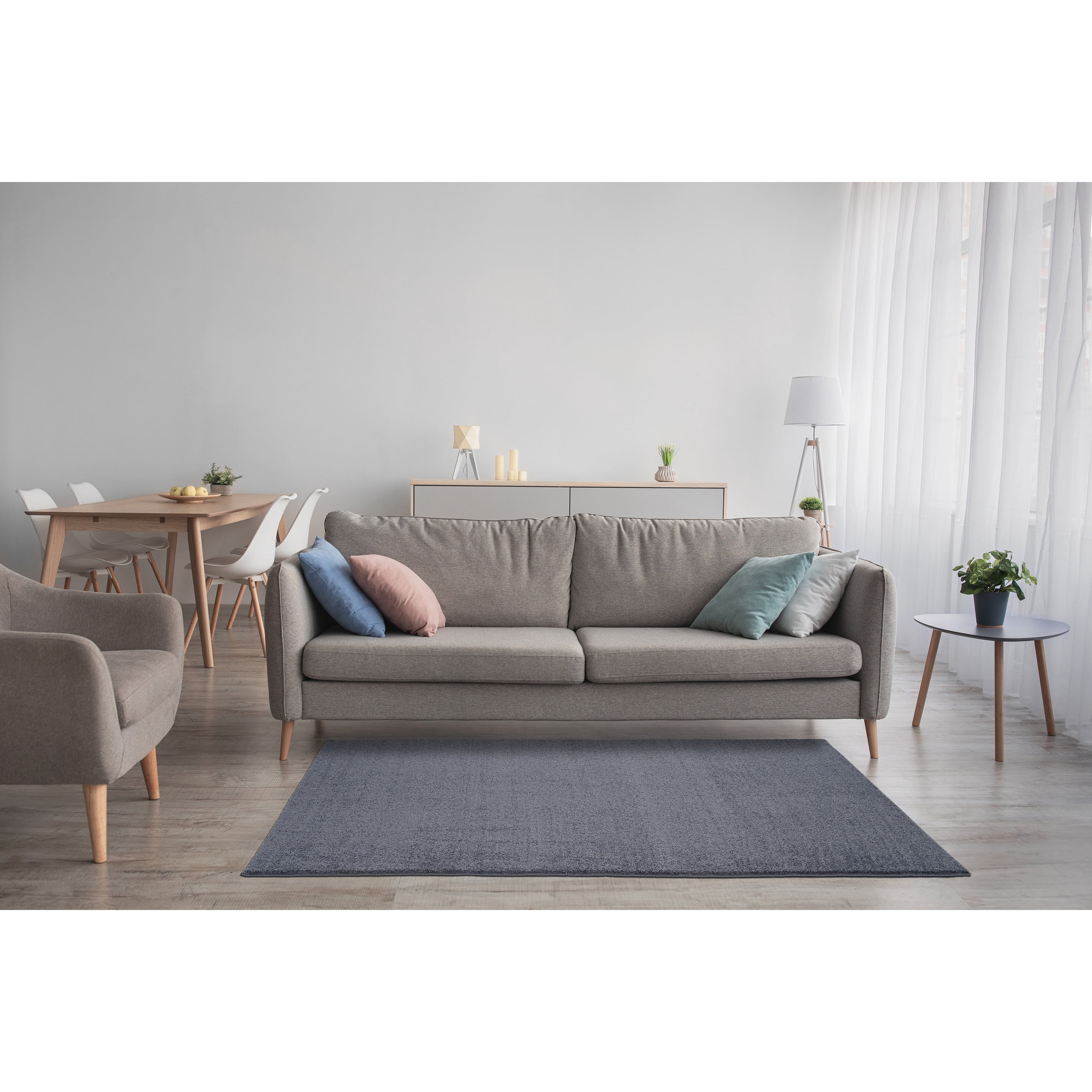 Garland Rug Palmer Plush Washable Slate Blue Indoor Area Rug, 4' x 6'