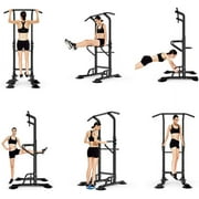 SOGES Power Tower Dip Station Pull Up Bar Multi-Function Strength Training Fitness Workout Station for Home Office Gym, Black, 330lbs