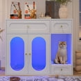 thumbnail image 2 of S-HOME Cat Litter Box Enclosure With LED Light, Hidden Pet House Furniture With Storage Drawers, Indoor Style for Living Room，White, 2 of 11