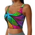 thumbnail image 2 of Pofeuu Multicolored Beautiful Flower Print Sports Bra for Women Sexy Vest Yoga Running Gym Fitness Crop Bras Tops-Large, 2 of 8