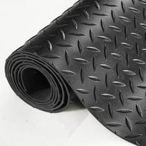 Black Diamond-Plate Rubber Flooring Roll, 3 mm x 4 Feet x 15 Feet, SBR Rubber Garage Flooring Mat, Slip-Resistant and Easy to Clean, Ideal for Garage, Industry, and Gym Protection