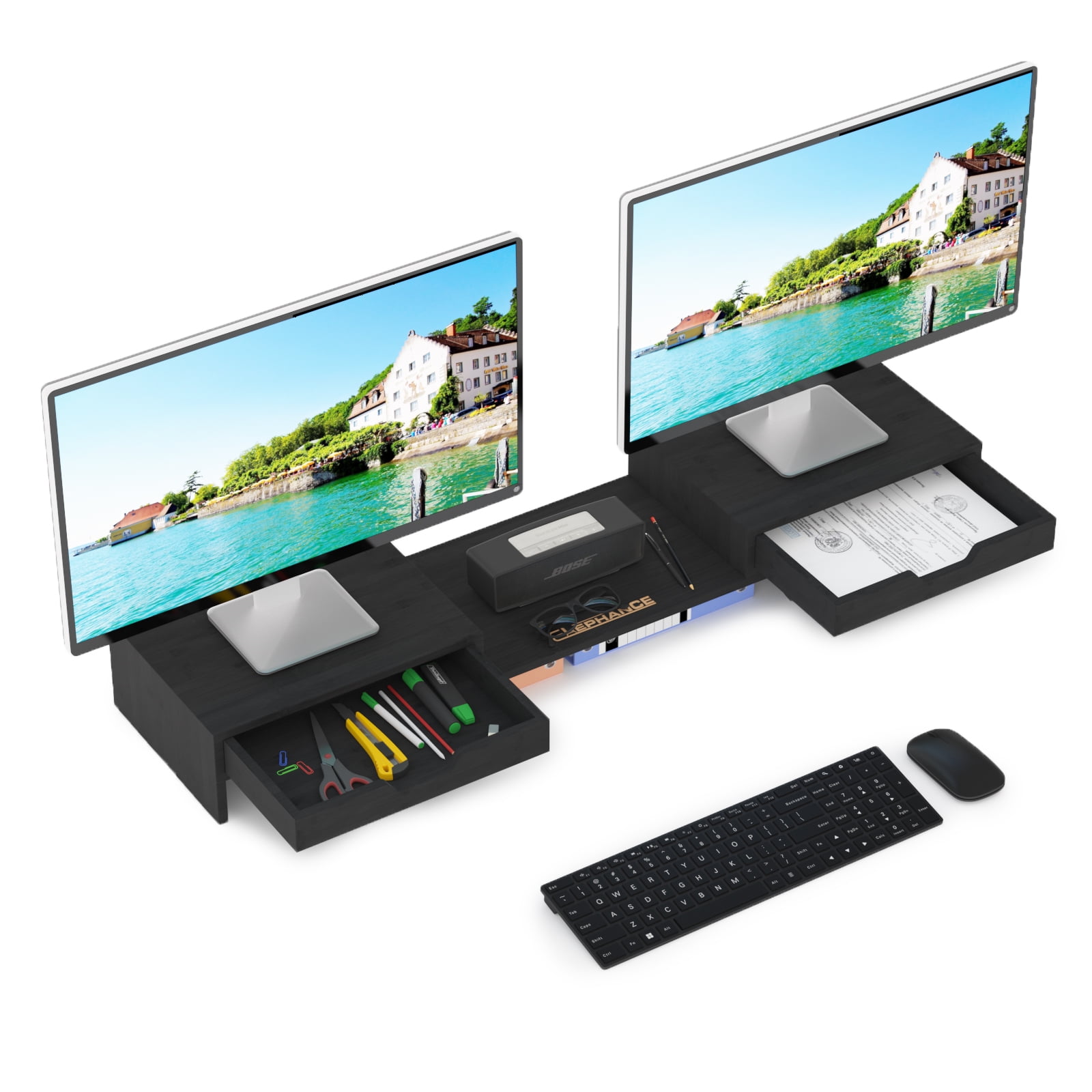 Multifunction Laptop Monitor Storage Rack Desktop Finishing Shelf Folding Clip 
