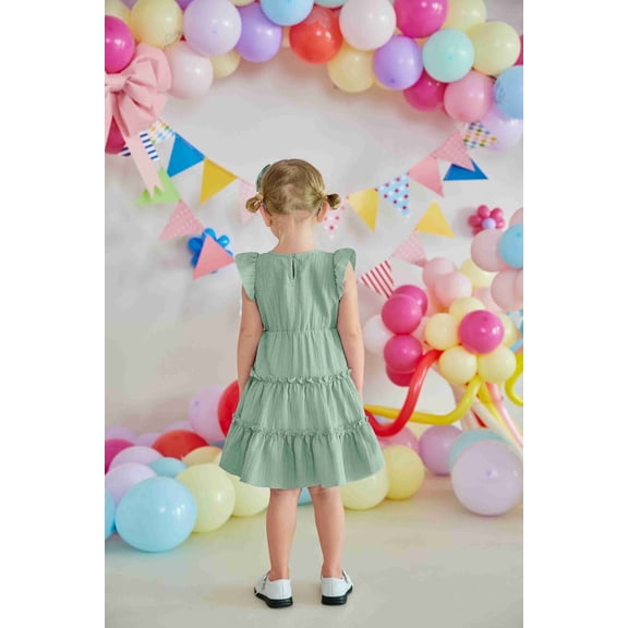 Arshiner Toddler Girls Dress Ruffle Sleeveless Tiered Swing Twirly Dresses Cute Summer Beach Sundress with Pocket