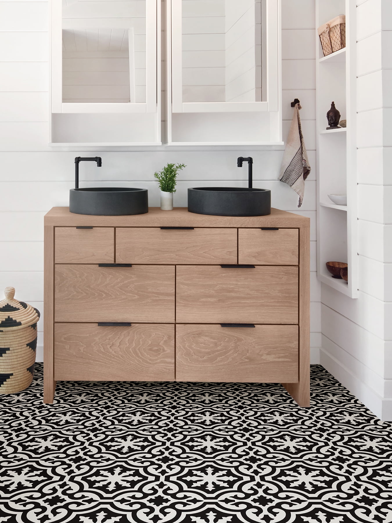 FloorPops! Parma Black 12-in x 12-in Peel & Stick Vinyl Floor Tiles 10 Tiles/10 sq.ft