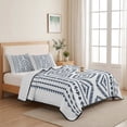 thumbnail image 5 of Full Quilt Set 78''x90'', Navy Blue Boho Lightweight Bedspread Coverlet Set with 2 Pillow Shams, Vintage Southwestern Geometric Stripes Breathable All Season Quilt Bedding for Bedroom/Guest Room, 5 of 9