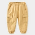 thumbnail image 3 of Baby Boys Cargo Pants Solid Color Casual Loose Khaki Trousers With Pocket, 3 of 3