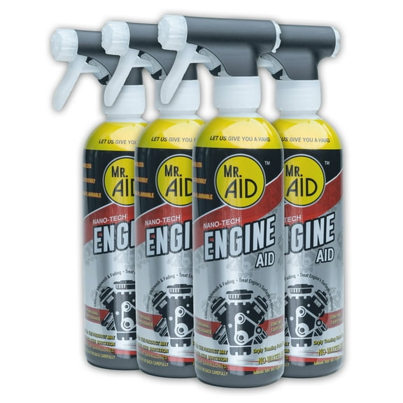 Engine AID Effectively Cleans Car Engine Bays Without The Need For Water, Formula Designed To Remove Dirt, Oils & Grease, Non-Flammable & ECO Friendly, (16 Fl Oz) W/4/Microfiber Towel (4-Pack)