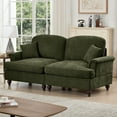 thumbnail image 6 of Newest Elegant Oversized Large Two Seater Sofa Couch,Flared Arms,Removable Ruffles Pleats Skirts,Spindle Legs, Comfy Chenille Two-Seat Love Seat Sofa for Living Room,Green, 6 of 20