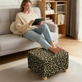 thumbnail image 3 of Xoenoiee Brown Leopard Print Ottoman Covers Slipcover Square Jacquard Fabric Footstool Protector Covers Storage Stool Ottoman Covers Stretch with Elastic Bottom, L, 3 of 7