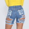 thumbnail image 2 of Aayomet Baggy Jeans for Woman High Waisted Ripped Distressed Stretchy Jean Shorts (Light Blue, M), 2 of 5