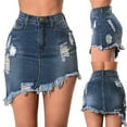 thumbnail image 2 of Fesfesfes Skirts for Women Solid Blue High Waist Buttons Leisure Short Casual Mini Skirt, 2 of 9