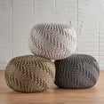 thumbnail image 4 of Haley Indoor Handcrafted Modern Fabric Weave Pouf, Light Brown, 4 of 6