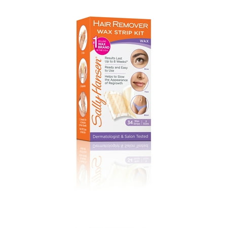 Sally Hansen Hair Remover Wax Strip Kit For Face Brows Bikini