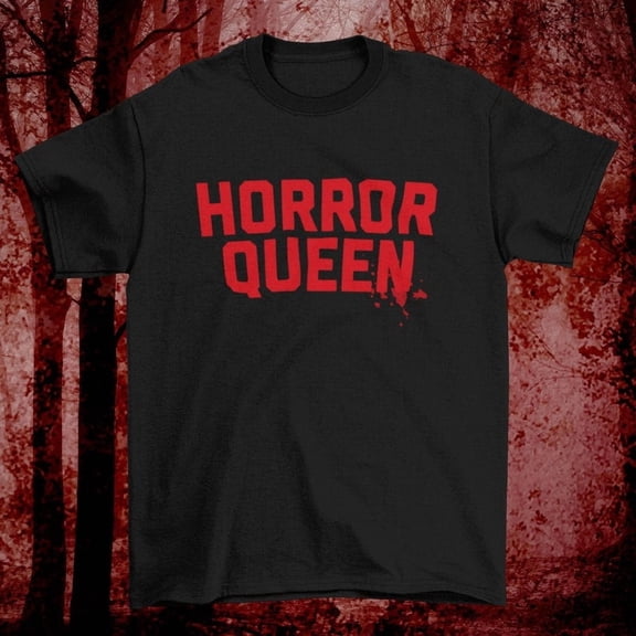 Horror Queen Graphic T-Shirt, Gothic Slasher Movie Tee, Spooky Halloween Streetwear Shirt