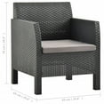 thumbnail image 2 of vidaXL 2 Piece Patio Lounge Set with Cushions PP Rattan Anthracite, 2 of 8