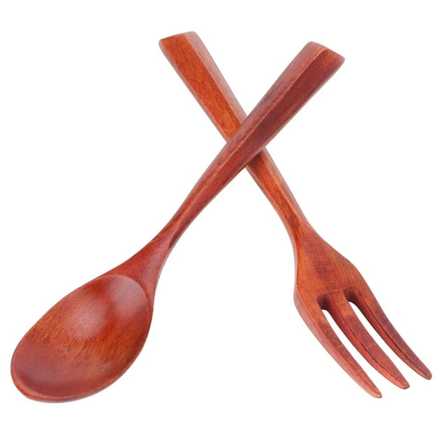 Juego de tenedor de cuchara de madera, juego de cubiertos de viaje, vajilla de cocina, 2 unidades/juego para viajes, hogar, restaurante, oficina LYUMO Cubertería, Vajilla y Cristalería