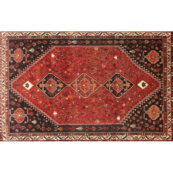 Ahgly Company Machine Washable Indoor Rectangle Traditional Tomato Red Area Rugs, 4' x 6'